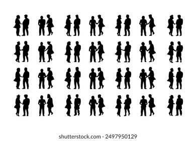 Couple lovers romantic moment silhouette vector illustration.