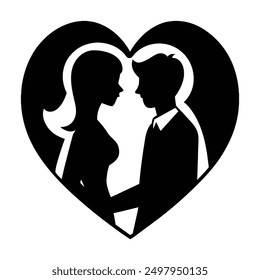 Couple lovers romantic moment silhouette vector illustration.