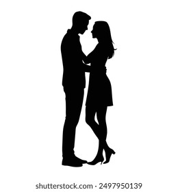 Couple lovers romantic moment silhouette vector illustration.