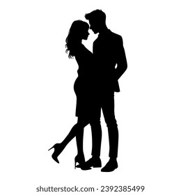 Couple lovers silhouette. full body. vector illustration