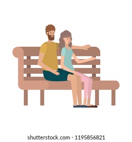 couple lovers sitting on wooden chair