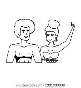 couple lovers with swimsuit characters