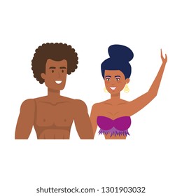 couple lovers with swimsuit characters