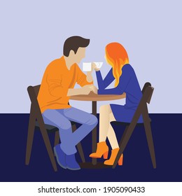 un par de amantes en una mesa de un café con taza de café