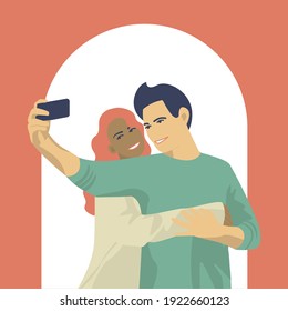 couple of lovers take a selfie