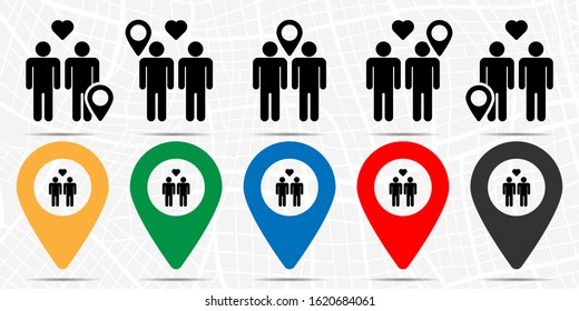 Couple of lovers, two guys, gay icon. Simple glyph, flat vector of valentines day, love icons for UI and UX, website or mobile application on white background