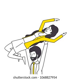 couple lovers with yellow clothes