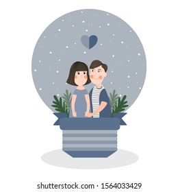 couple in love,Vector illustration in cartoon style.