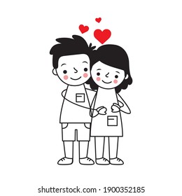 couple loving between hearts isolated over white background. vector illustration