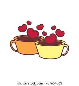 Couple Loving Cup of Coffee Vector Illustration Graphic