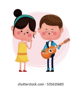 couple loving serenading with guitar