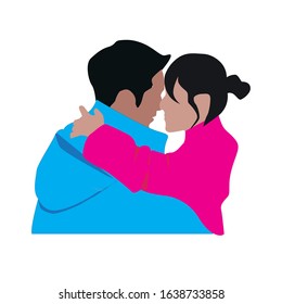 Couple Loving Situation Vector Illustration