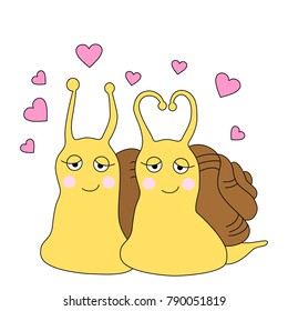 Couple of loving snails