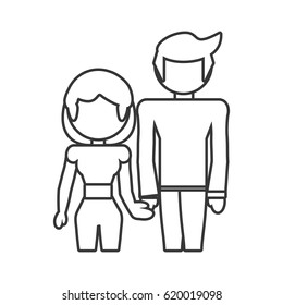 couple loving together outline