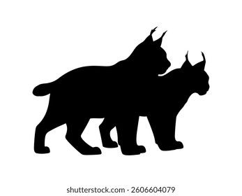 Couple lynx silhouette vector flat illustration design.