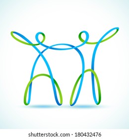 Couple made with swirly figures holding hands