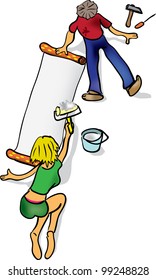 couple makes repairs
