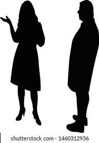 a couple making chat, silhouette vector