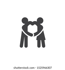 Couple making heart with hands vector icon. filled flat sign for mobile concept and web design. People relationship glyph icon. Symbol, logo illustration. Vector graphics