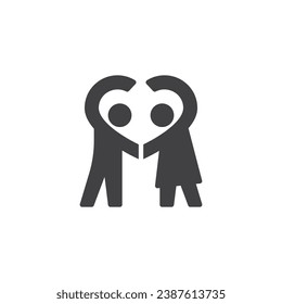 Pareja haciendo corazón con icono de vector de manos. signo plano relleno para concepto móvil y diseño web. Icono de glifo de pareja enamorada. Símbolo, ilustración del logotipo. Gráficos vectoriales