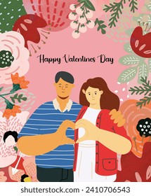 Couple making heart with their hands. Valentine day celebration. 14 February greetings