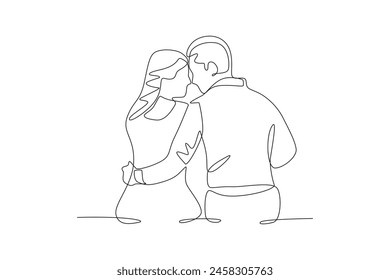 A couple making out. Dia dos namorados concept one-line drawing