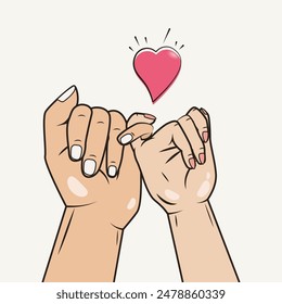 Couple making pinky promise design vector illustration