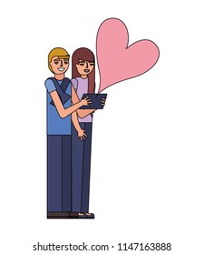 couple making selfie love heart