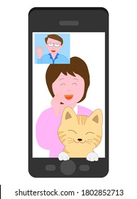 Couple making video call on smartphone.