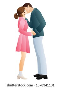 Couple male and female are kissing graphic vector