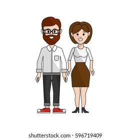 couple man with beard and woman with shot hair