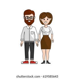 couple man with beard and woman with shot hair
