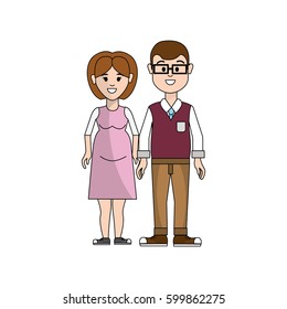 couple, man with glasses and woman pregnant