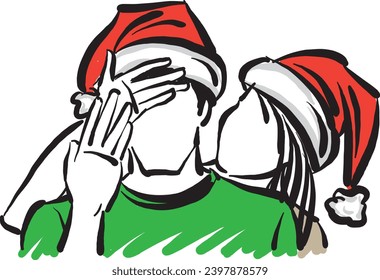 couple man and woman christmas concept vector illustration