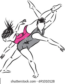 couple man and woman dancers vector illustration