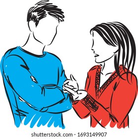 couple man and woman discussing conversation vector illustration