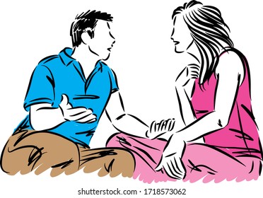 couple man and woman discussing fight conversation vector illustration