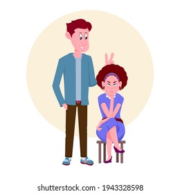 Couple man and woman - flat style characters happy and joking together.