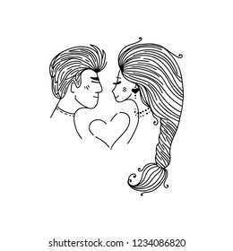 couple man and woman with heart 