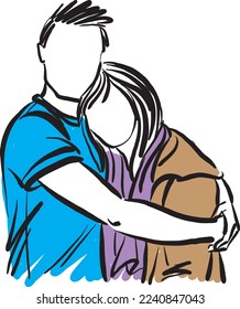 couple man and woman hug love concept tenderness vector illustration