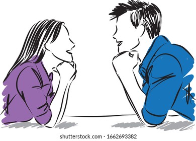 couple man and woman looking each other vector illustration