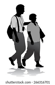 The couple, man and woman on a walk.