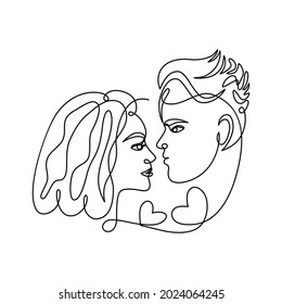 Couple man and woman one line continuous design. abstract love couple design. Vector isolated cover poster design. icon, logo