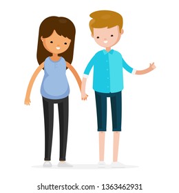 Couple Man Woman Relationship Gay LGBT Boyfriend Girlfriend Love Character in Casual Cloth Isolated Set