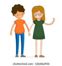 Couple Man Woman Relationship Gay LGBT Boyfriend Girlfriend Love Character in Casual Cloth Isolated Set