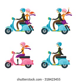 Couple, Man, Woman, Riding Scooter, Trip & Travel, Relax