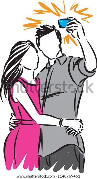 Couple Man Woman Taking Picture Vector Stock Vector Royalty Free 1140769451 Shutterstock 0501