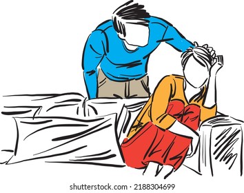 couple man and woman wife and husband talking discussing conversation vector illustration