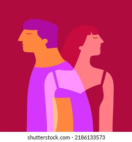 Couple, man,women figure vector illustration.