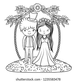 couple marriage cute cartoon black and white